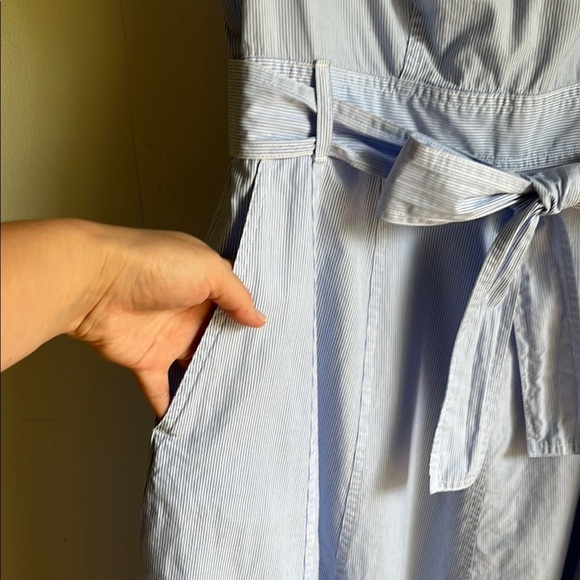 Tommy Hilfiger Blue & White Stripe Sleeveless V-Neck Collar Midi Dress Sz Lg - Picture 10 of 16